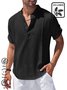 Royaura Natural Fiber Basic Henley Collar Men's Button Pocket Shirt