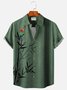 Royaura Vintage Beach Holiday Green Men's Hawaiian Shirts Bamboo Parrot Stretch Plus Size Aloha Camp Shirts