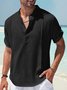Royaura Cotton Linen Basic Henley Collar Men's Button Pocket Shirt