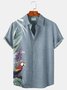 Royaura Botanical Parrot Elegant Style Print Beach Men's Hawaiian Oversized Shirt with Pockets