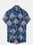 Royaura Hawaiian Floral Musical Instrument Print Men's Button Pocket Shirt