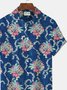 Royaura Hawaiian Floral Musical Instrument Print Men's Button Pocket Shirt