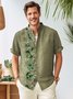 Royaura Pocket Vintage Bamboo Print Beach Men's Hawaiian Big&Tall Stand Collar Shirt