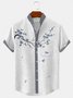Royaura Pocket Japanese Floral Print Beach Men's Hawaiian Big&Tall Stand Collar Shirt
