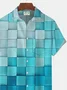 Royaura Vintage Geometric Color Block Gradient Print Men's Button Pocket Shirt