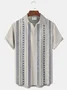 Royaura Vintage Bowling Stripes Ethnic Print Beach Men's Hawaiian Oversized Shirt With Pocket