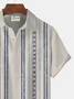 Royaura Vintage Bowling Stripes Ethnic Print Beach Men's Hawaiian Oversized Shirt With Pocket