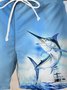 Royaura Hawaiian Swordfish Nautical Gradient Print Men's Quick Dry Beach Trunks Swim Trunks