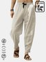 Royaura Linen Pants Casual Basic Lounge Pants Men's Loose Drawstring Beach Bloom Pants