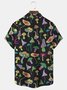 Royaura Men's Button Down Pocket Shirt with Hawaiian Mushroom Print