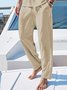 Royaura Men's Cotton Linen Breathable Loose Casual Solid Color Basic Plus Size Pants