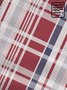 Royaura Retro Casual Men's Red Plaid Shirts Wrinkle Free Seersucker Outdoor Camp Button Shirts
