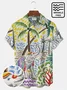 Royaura Beach Holiday Yellow Men's Hawaiian Shirts Coconut Tree Elephant Wrinkle Free Seersucker Aloha Pocket Camp Shirts