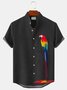 Royaura Hawaiian Parrot Print Men's Stand Collar Button Pocket Shirt