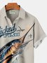Royaura Hawaiian Swordfish Sailfish Print Men's Button Down Pocket Shirt