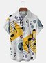 Royaura Music Note Print Men's Button Pocket Short Sleeve Shirt
