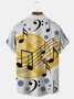 Royaura Music Note Print Men's Button Pocket Short Sleeve Shirt