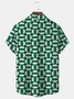 Royaura Green Geometric Textured Print Men's Button Pocket Shirt