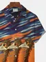 Royaura Gradient Three Ostriches Print Men's Button Pocket Shirt