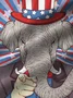 Royaura American Flag Elephant Print Men's Button Down Pocket Shirt