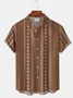Royaura 50's Vintage Aztec Men's Guayabera Shirts Geometric Art Plus Size Aloha Camp Pocket Shirts