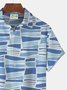 Royaura Geometric Print Beach Men's Hawaiian Oversized Shirt With Pocket