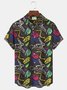 Royaura Vintage Dinosaur Color Print Beach Men's Hawaiian Oversized Shirt With Pocket