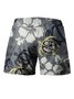 Royaura Hawaiian Turtle Floral Print Men's Board Shorts Swim Trunks
