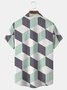 Royaura 3D Geometric Print Beach Men's Hawaiian Oversized Pocket Shirt