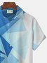 Royaura Geometric Gradient Print Beach Men's Hawaiian Oversized Wrinkle-Free Shirt With Pocket