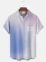Royaura Gradient Coconut Palm Print Beach Men's Hawaiian Oversized Shirt With Pocket