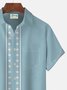 Royaura Vintage Bowling Basic Ethnic Print Beach Men's Hawaiian Oversized Short Sleeve Shirt with Pockets