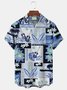 Royaura Plant Flower Print Beach Men's Hawaiian Oversized Shirt With Pocket