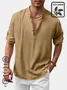 Royaura Nature  Fiber Shirt Men's Vintage Basics Casual Button Down Loose Long Sleeve Shirt