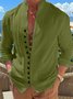 Royaura Nature  Fiber Shirt Men's Vintage Basics Casual Button Down Loose Long Sleeve Shirt