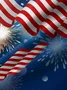 Royaura Independence Day Holiday Men's Hawaiian Shirt Fireworks Art American Flag Aloha Plus Size Camp Pocket Shirts