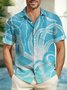 Royaura Squid Ombre Print Beach Men's Hawaiian Oversized Pocket Shirt