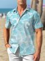 Royaura Water Ripple Print Beach Men's Hawaiian Oversized Shirt with Pockets Wrinkle Free Shirt