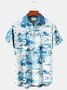 Royaura Beach Vacation Light Blue Men's Hawaiian Shirts Coconut Tree Art Stretch Plus Size Aloha Camp Shirts