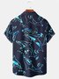 Royaura Beach Holiday Blue Men's Hawaiian Shirts Plus Size Stretch Wrinkle Free Aloha Camp Casual Pocket Shirts