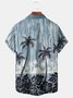 Royaura Beach Vacation Blue Men's Hawaiian Coconut Floral Shirts Stretch Oversized Aloha Camping Pocket Shirts