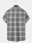 Royaura Casual Khaki Check Men's Seersucker Shirts Wrinkle Free Plus Size Stretch Aloha Pocket Camp Shirts