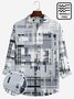 Royaura 50's Retro Medieval Geometric Men's Long Sleeve Shirts Stretch Wrinkle Free Seersucker Casual Camp Shirts