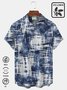 Royaura Abstract Textured Print Beach Men's Hawaiian Oversized Pocket Shirt