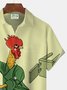 Royaura Poker Kung Fu Rooster Print Beach Men's Hawaiian Oversized Shirt With Pocket
