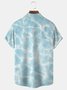 Royaura Water Ripple Print Beach Men's Hawaiian Oversized Shirt with Pockets Wrinkle Free Shirt