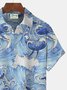 Royaura Nautical Whale Print Beach Men's Hawaiian Oversized Shirt with Pockets
