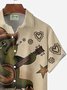 Royaura Vintage Fun Frog Print Men's Button Pocket Quick Dry Shirt