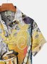 Royaura Vintage Jazz Musical Print Men's Button Down Pocket Shirt