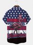 Royaura Flamingo Flag Print Beach Men's Hawaiian Oversized Shirt with Pockets